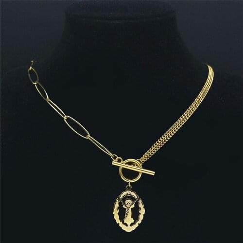 2021 Stainless Steel Son of Jesus Pendant Necklace for Women Love Chain Necklaces Gold Color Jewelry collares mujer NXHLY13S05