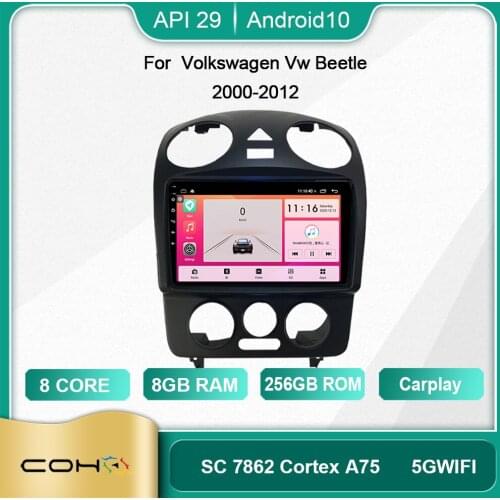 For Volkswagen Vw Beetle 2000-2012 Android 10 AI Voice 8 Core 6+128G Gps WiFi 4G Radio Android Car Multimedia Player Cooling fa