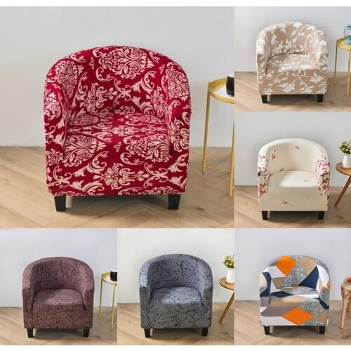 Home Elastic All-inclusive Semicircle Small Single Sofa Cover Coffee Shop Wine Guest Room Printing Non-slip Sofa Chair Cover