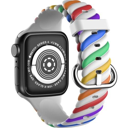 Two-tone Braided Silicone Band for Apple Watch 40mm 44mm Colorful Sport Bracelet 38mm 40mm Strap for iwatch Series 6 SE 5 4 3 2