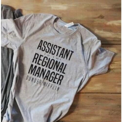 HAHAYULE Printed Men T Shirt Cotton Tshirts O-Neck Short-Sleeve Assistant To The Regional Manager Fun Women T-Shirt