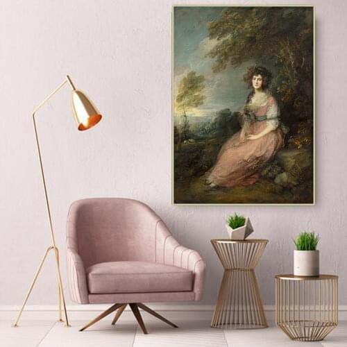 Canvas Oil Painting Thomas Gainsborough"Mrs. Richard Brinsley Sheridan"Western Art Decor Poster Wall Aesthetic Home Decoration