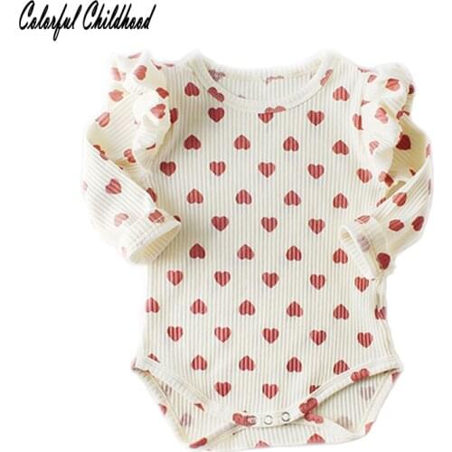 Sweet heart design long sleeve romper baby girls cotton knitting jumpsuit toddler girls overalls children outfits 0-24m