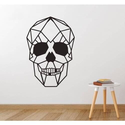 Creative Geometric Design Skull Head Wall Sticker Home Decoration Vinyl Wall Decal Remove Living Room Wall Mural Y156