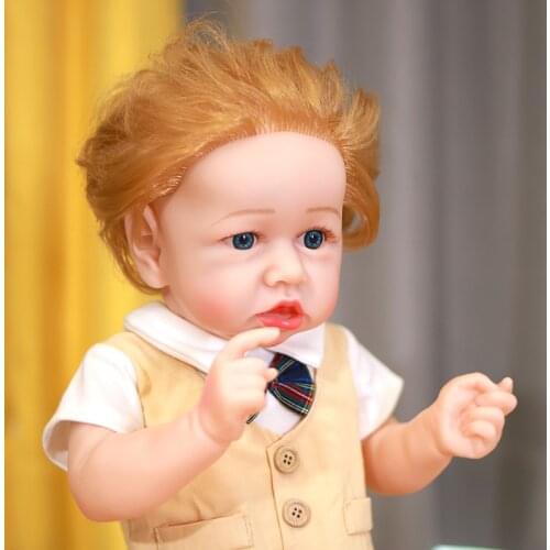 Adorable Blue Eyes Boy Reborn Baby Doll 24''60CM Full Silicone Body Newborn Baby Dolls With Clothes Vinyl Bonecas Birthday Gift