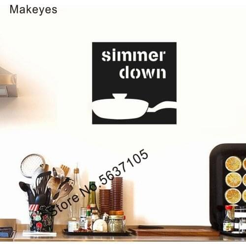 Makeyes Simmer Down Wall Sticker Art Design Kitchen Wall Decal Simmer Down Words Wallpaper Vinyl Wall Stickers Home Kitchen Q804