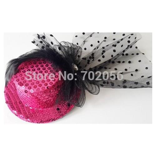 Mini top hat Bridal feather veil hair clip HAIR MESH HAT FASCINATOR FLOWER WEDDING PARTY Fascinator 13cm diameter mixed #3655
