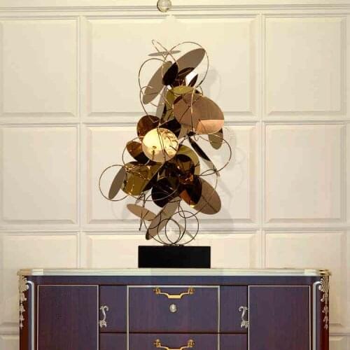 Hotel lobby model room living room metal stainless steel ornaments crafts modern simple creative soft decorations
