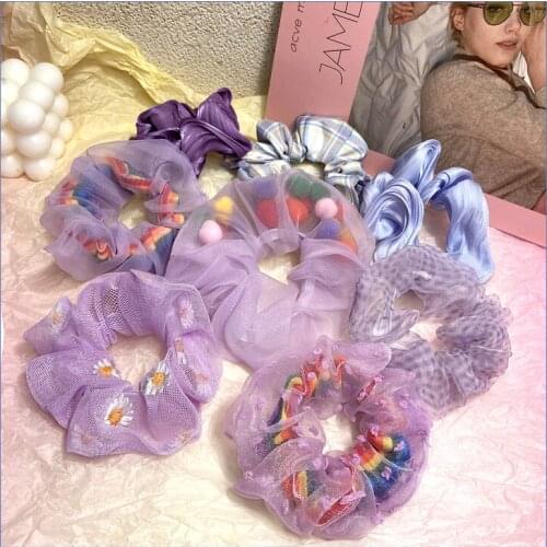 Fashion Silk Scrunchies Pack Women Hair Rope Lattice Elastic Hair bands Rubber Band Accessories For Girls New 2020 Headdress