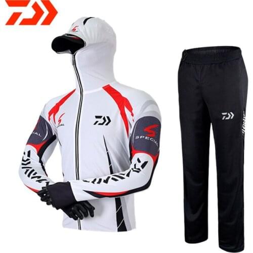 Man Daiwa Jackets Fishing Suit Summer Fishing Shirts Quick Dry Sports Protection Anti-UV Breathable Fishing Clothing for Pants