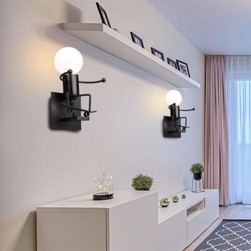Wall Lamp Holder For Living Room E27/E26 Modern Durable Bulb Holder Funny Black Home Decoration Light Holder Cable Cord Plug