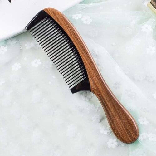 Natural Green Sandalwood Horn Comb Handmade Anti-Static Natural Aroma Hair Comb Portable Women Men Hair Styling Tools