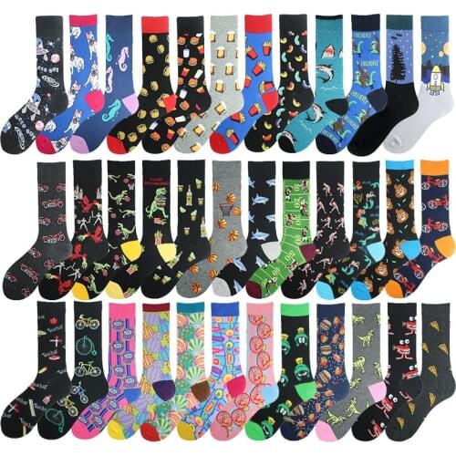 Crazy Animal Shark Dinosaur Funny Socks Men Design Novelty Happy Hamburger Beer Socks Novelty Skateboard Hip Hop Unisex Socks