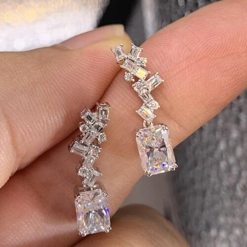 Novel Geometric Earrings with Crystal Cubic Zirconia Fancy Women Earrings for Wedding Engagement Party New Trendy Jewelry