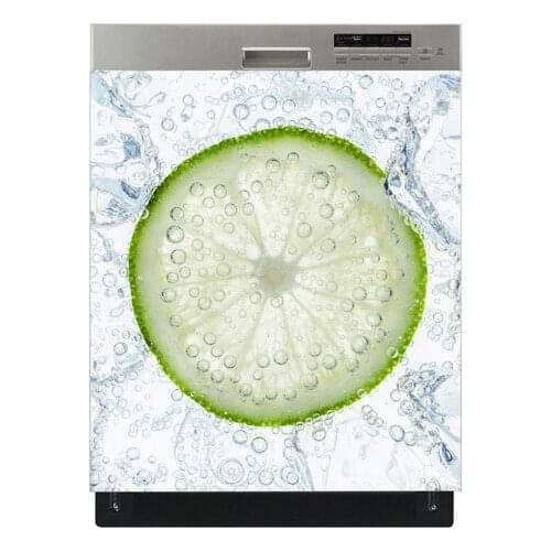 Wholesale 3D Lemon Slice In Ice Dishwasher Refrigerator Freeze Sticker Art Fridge Door Cover Wallpaper Kitchen Wall Stickers