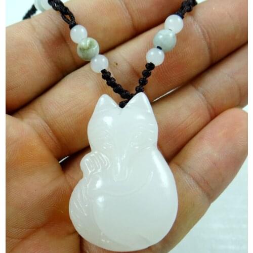 Natural stone Quartz crystal Chinese hand-carved statue of fox amulet pendant for diy jewelry making Necklace Accessories A20