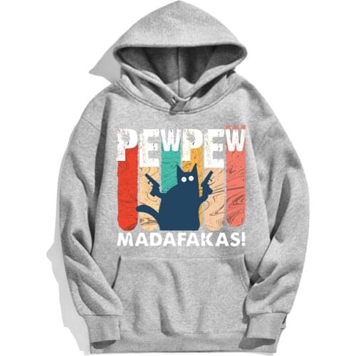 Pullovers Funny Cat Pew Madafakas Personality Letter Printed Mens Pullover Street Hip Hop Mens Hoodies Funny Hoodie Man