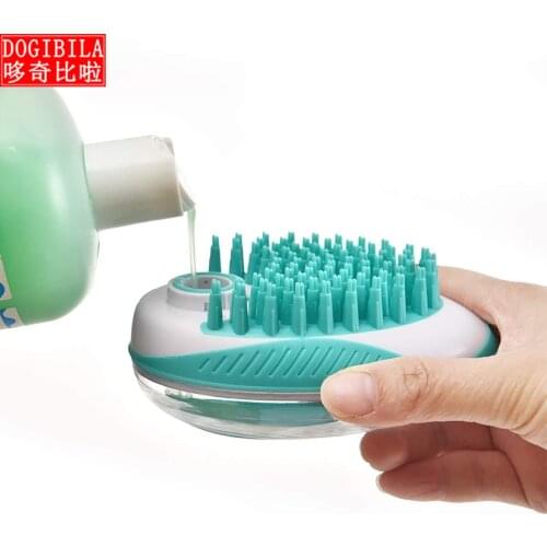 Pet Brush for Long & Short Hair Medium Large Pets Dogs Cats, Pet Grooming Shower Bath Brush Massage Comb Built Gel Container