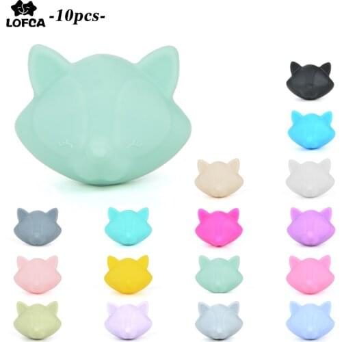 Silicone Beads Fox Baby Teething Beads 10pcs/lot Food Grade Teether Colorful Chew Necklace Bracelet Bangle Jewelry Making