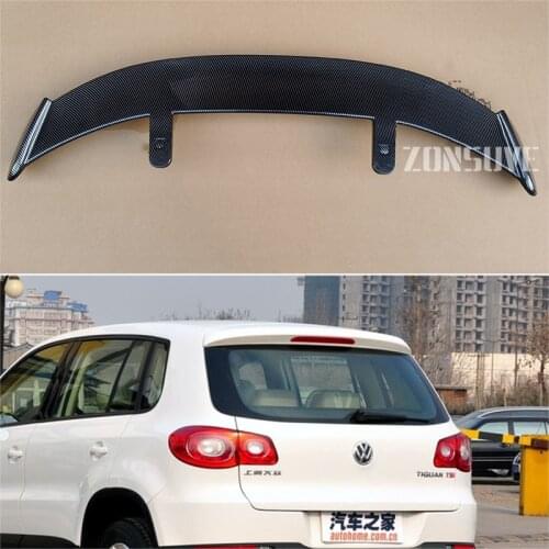 Use For 2010-2017 VW Tiguan Spoiler ABS Plastic Carbon Fiber Look Hatchback SUV Roof Rear Wing Body Kit Accessories