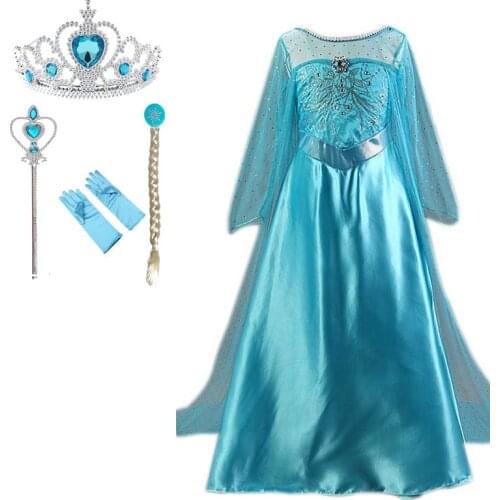 Tiange Girls Wedding Dress Crown Set Winter Sequins Longer Vestido Christmas Party Princess Costume Children Girl Fancy Dresses
