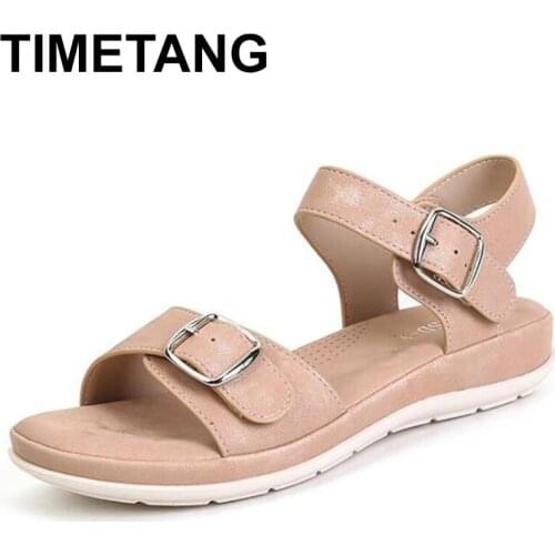 TIMETANGFashion Casual Womens Sandals Korean FlatLight Womens Beach Shoes One Button Open Toe Womens Slippers ZapatillasMujer