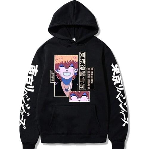 Tokyo Revengers Manga Cosplay Kawata Nahoya Hoodies Sweatshirt Graphic Manga Smiley Male Cool Casual Loog Sleeve Unisex