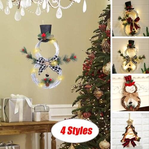 Garland Arrangement Christmas Ornament Spruce Christmas Wreath With LED Light For Wall Door Home Party Decoration Hanging