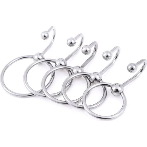 Penis Plug Stainless Steel Catheter Sound Beads Male Chastity Device Urethral Dilator Penis Rings with Head Ring 5 Size