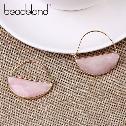Beadsland Drop Earrings Natural Stone Metal-edge Fashion Vintage Woman Girl Party Festival Hot Sell Gift 40577