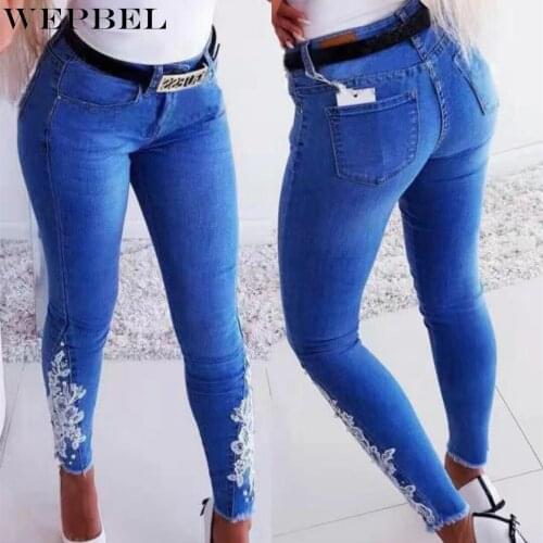 Wepbel Women's Jeans With Embroidery
