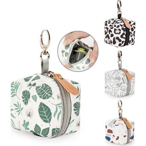 Pacifier Protective Bag Baby Pacifier Holder Key Change Cosmetic Bag Mommy Bag Accessories PU Leather Bag On The Pacifier Box