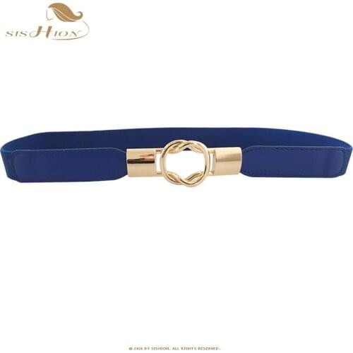 SISHION Vintage Style Womens Elastic Narrow Waist Belt SP0357 Decorative dress thin waistband red black white belts