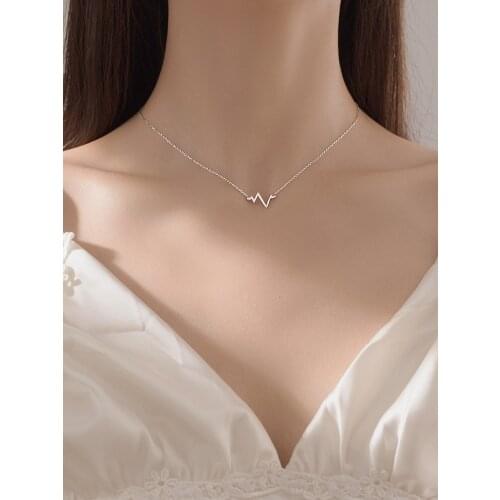 925 sterling silver heartbeat necklace with simple sweet clavicle chain ins luxury temperament o chain for female wedding