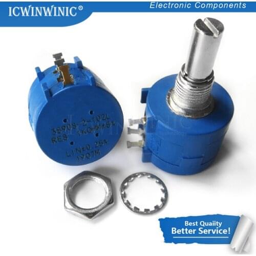 1piece 3590S-2-102L 3590S 1K ohm 3590S-2-102 3590S-102 Precision Multiturn Potentiometer 10 Ring Adjustable Resistor In Stock