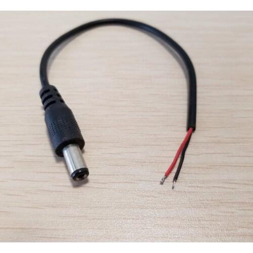 100pcs/lot DC 5.5mm x 2.1mm Data Extension Transfer Adapter Cable Male for CCTV Camera DIY Black 20cm