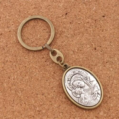 12pcs 12colors Our Lady of Grace Virgin Mary Miraculous 2 inch Medal Travelers Motorists keychain Key Ring K1744