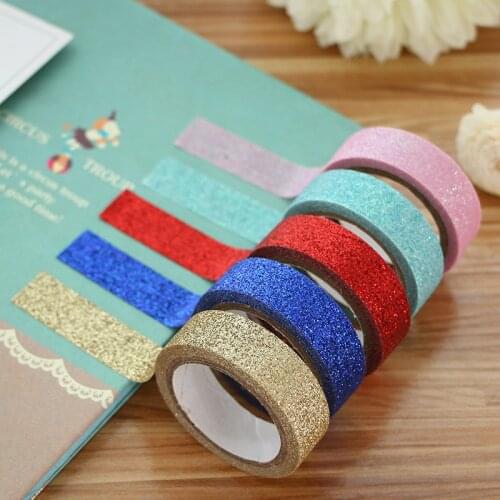 5 Roll Glitter Diary Washi Tape Diy Decoration Gift Package Christmas Paper Stickers Japan Masking Tape School Office Supplies