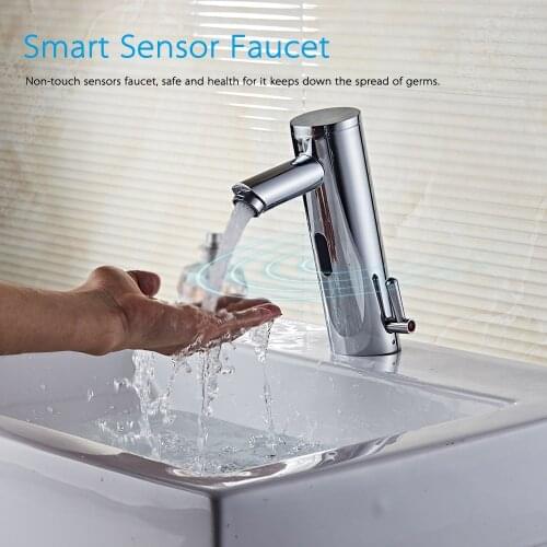 New Hot & Cold Bathroom Automatic Touchless Sensor Faucets Electric Water Tap Water saving Inductive Sink Faucet battery power
