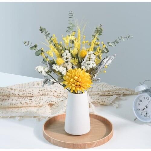 Dried Flower Table Centerpieces Nordic Home Bedroom Decor Forever Rose Plant Artificial Orchid Eucalyptus Leaves Handicraft