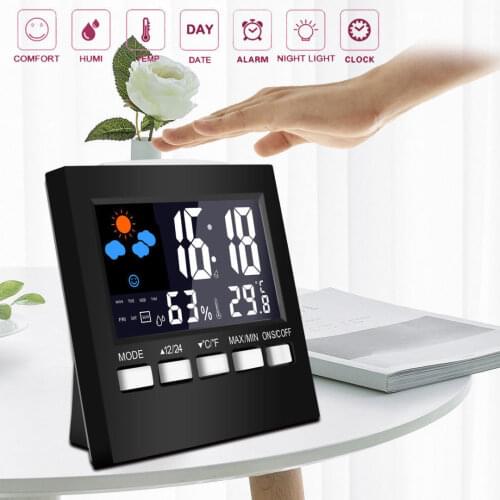 2020 New Hot Weather Clock Color Screen New Digital Display Thermometer humidity clock Colorful LCD Alarm Calendar Weather Pop