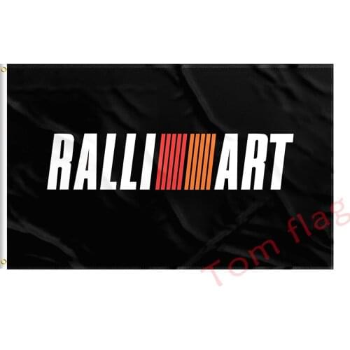 Ralliart Black Flag for Car, Polyester Flag with 2 Grommets