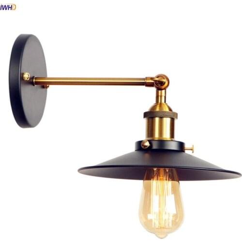 IWHD Black Vintage Antique Wall Lamp LED Home Lighting Living Room Loft Industrial Wall Light Fixtures Eidson Style Lampen