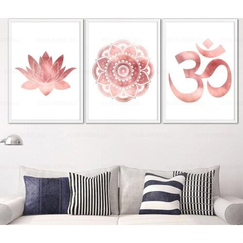 Color Buddha Lotus Canvas Poster Abstract Minimalist Art Canvas Painting Yoga Wall Picture Print Modern Home Living Room Decor