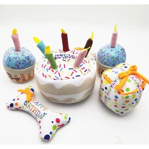 Pet Toys, Dog Birthday Cake Toys, Soft Plush Pet Squeak Toys, Teeth Grinding Toys Dog Supplies Squeaky Dog Toy
