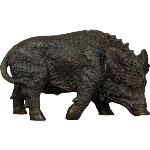 Ivorique DW-011 Bronze Wild Boar Statue Sculpture Decorative Bronze Animal Figurines For Home Desk Decoration