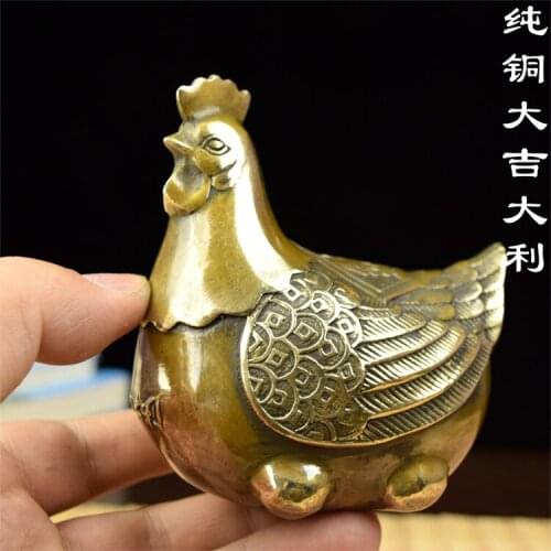 Hen lucky Zodiac hen lucky chicken old antique copper the most favorable auspices defends the chicken copper ornamentsroom Art
