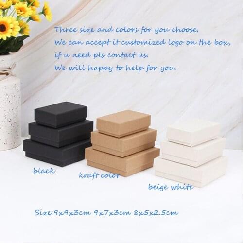 Square Jewelry Organizer Box Engagement Ring For Earrings Necklace Bracelet Display Gift Box Holder Black Brown Beige 30pcs/Lot