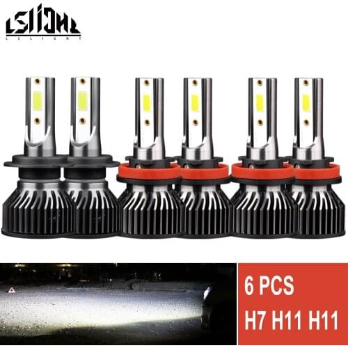 LSlight H7 H11/H9/H8 LED Headlight Bulbs + H11 Fog Lights Combo Auto Car Conversion Kit for Hyundai Santa Fe 2013 2014 2015 2016