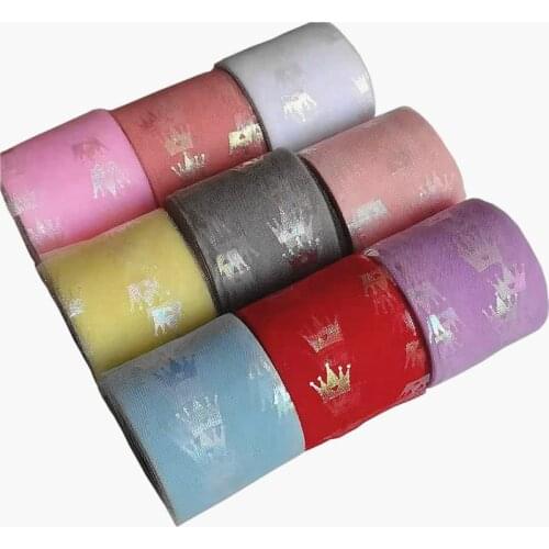 Flashing Crown Sequins Tulle Roll Spool Ribbon Tutu Wedding Decorations Baby Shower Dress Birthday Party Bride Show DIY Supplies